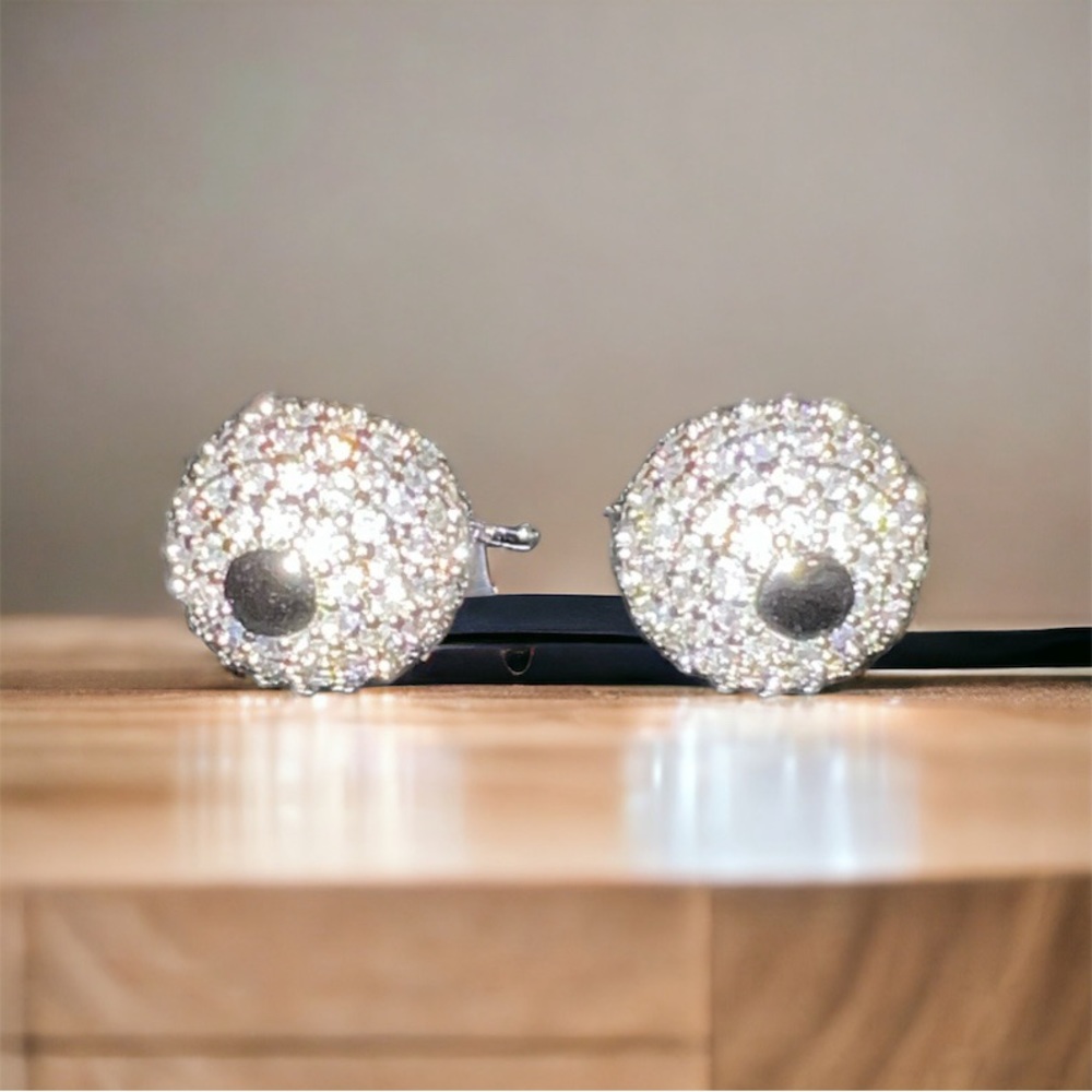 Silver disco ball earrings